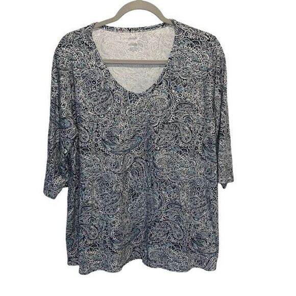 Pure Jill J. Jill Printed Soft-V-Neck Top Paisley Size XL - Picture 1 of 8